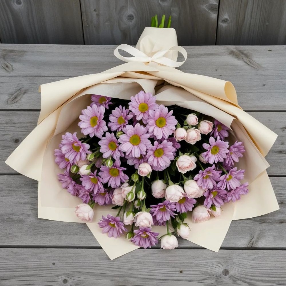 Букет цветов из: Розы и Хризантемы в Бердюжье