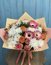 Букет цветов из:  Розы, Герберы и Хризантемы #REPLACE_PRED# Бердюжье
