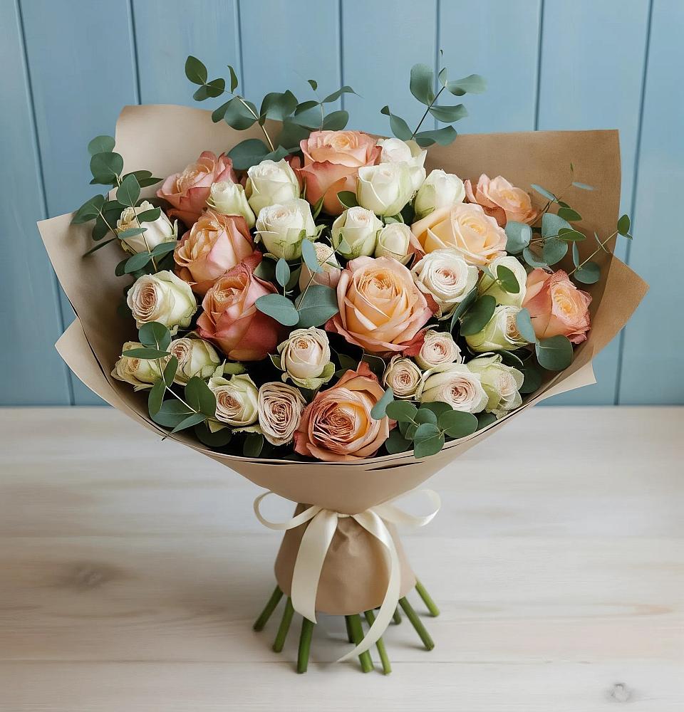 Букет цветов из: Альстромерии и Розы в Бердюжье