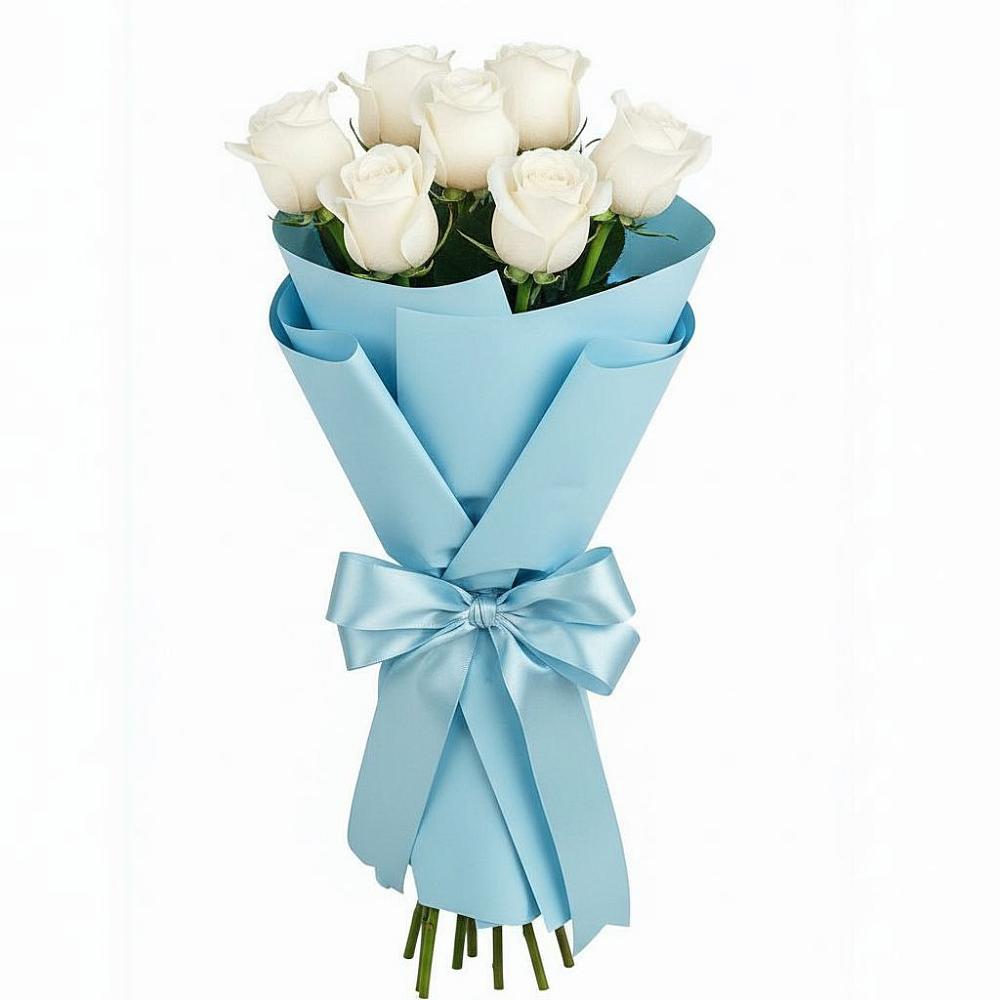 Букет 7 белых роз Проуд в Бердюжье