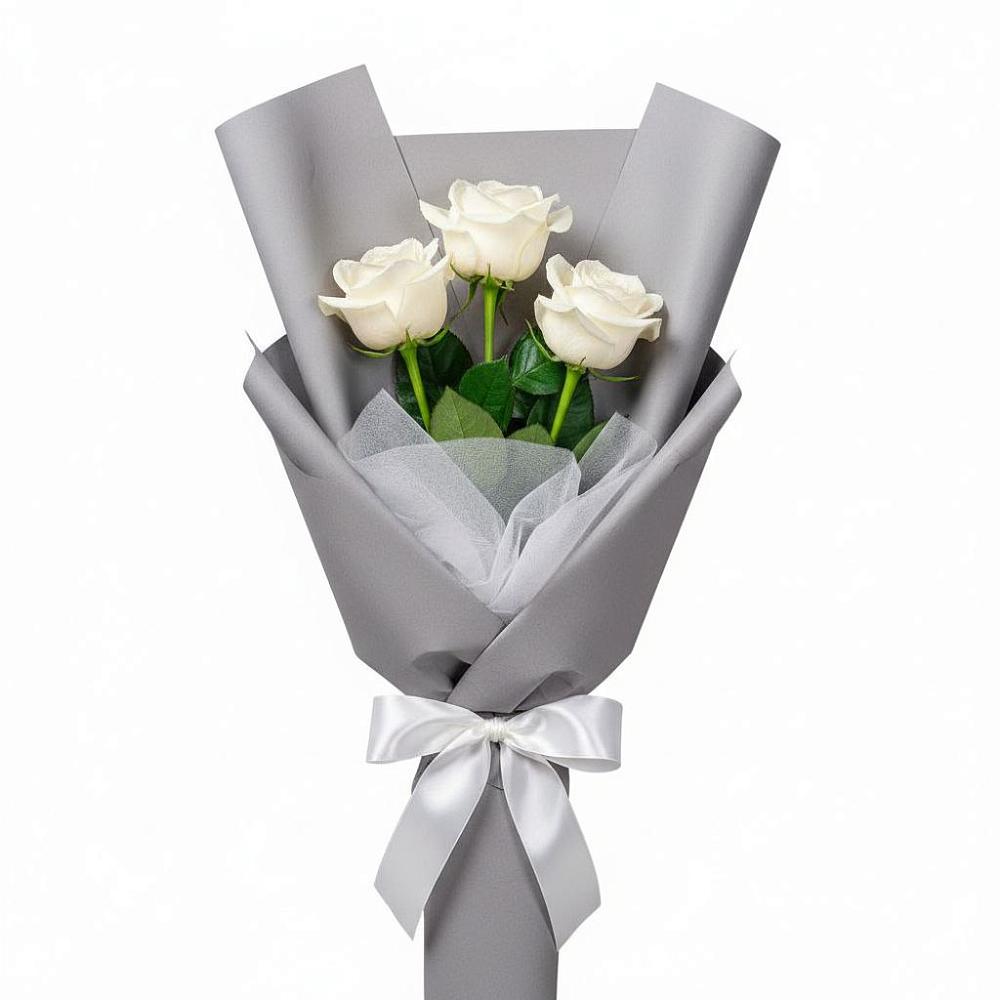 Букет 3 белые розы в Бердюжье