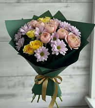 Букет цветов из:  Хризантемы и Розы в Бердюжье