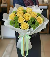 Букет цветов из:  Хризантемы и Розы в Бердюжье