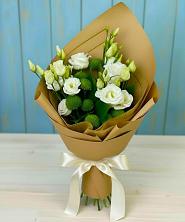 Букет цветов из:  Хризантемы и Лизиантусы в Бердюжье