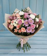 Букет цветов из:  Хризантемы, Розы и Альстромерии в Бердюжье