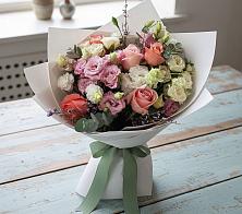 Букет цветов из:  Розы, Лизиантусы и Гвоздики в Бердюжье