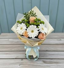 Букет цветов из:  Герберы, Розы и Хризантемы #REPLACE_PRED# Бердюжье