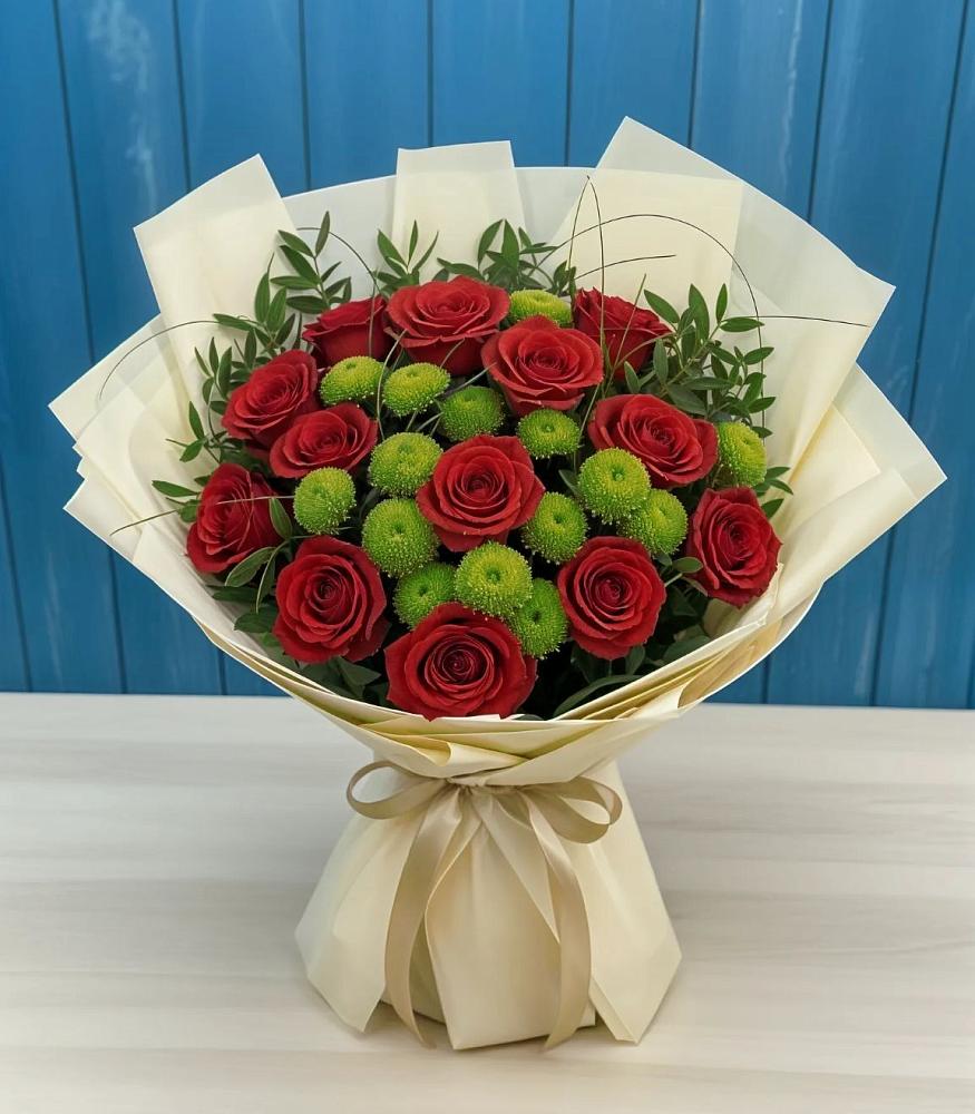 Букет цветов из: Розы и Хризантемы в Бердюжье